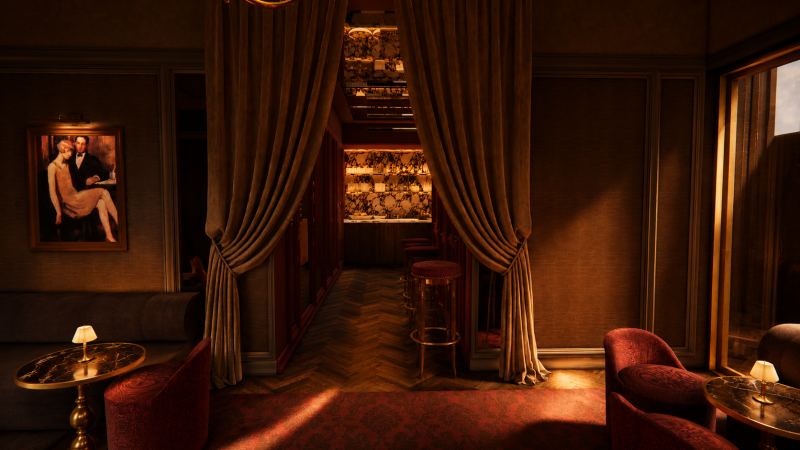 Huxley House Lobby Render.